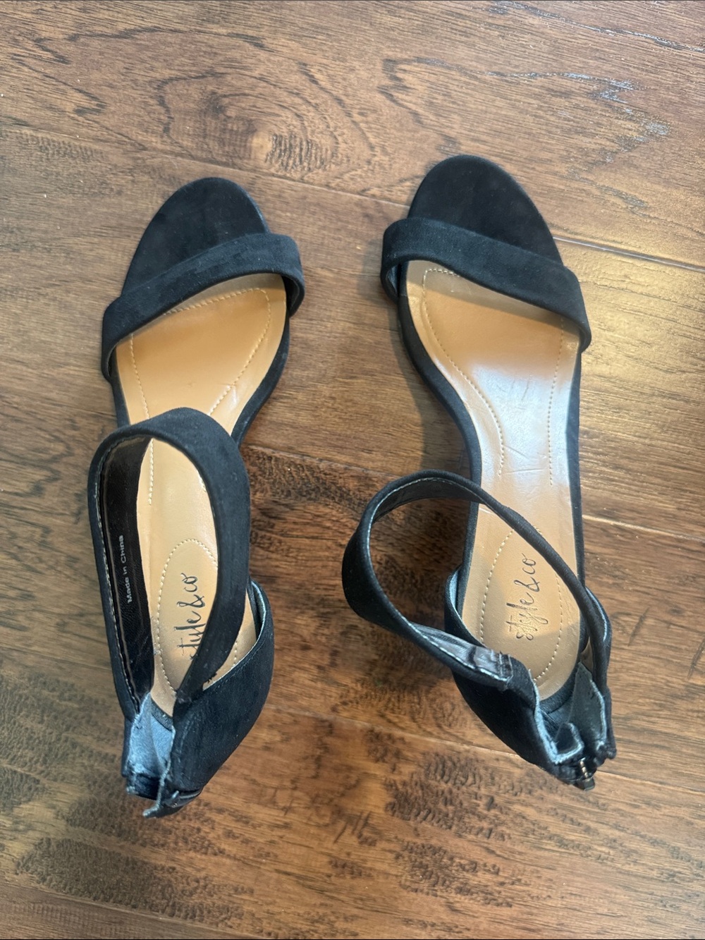 Style & Co. Black Open-Toe Ankle Strap Heels